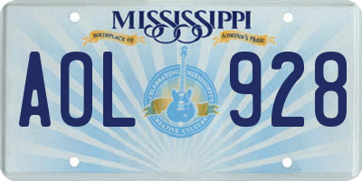 MS license plate AOL928