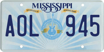 MS license plate AOL945