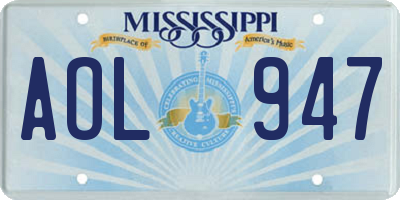 MS license plate AOL947