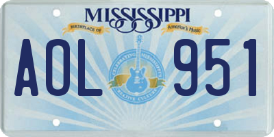 MS license plate AOL951