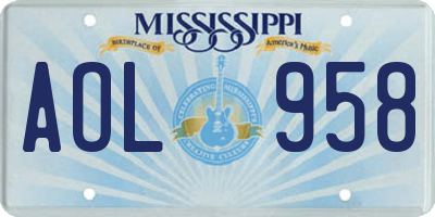 MS license plate AOL958