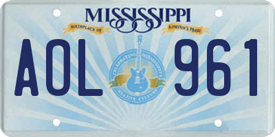 MS license plate AOL961