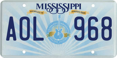 MS license plate AOL968