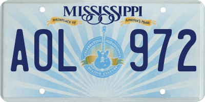 MS license plate AOL972