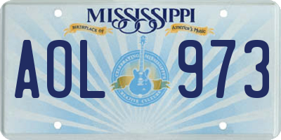 MS license plate AOL973