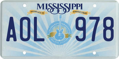 MS license plate AOL978