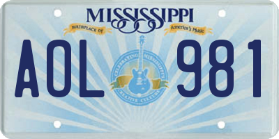 MS license plate AOL981