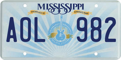 MS license plate AOL982