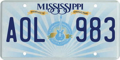 MS license plate AOL983