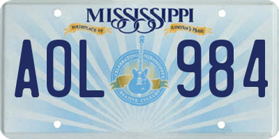 MS license plate AOL984