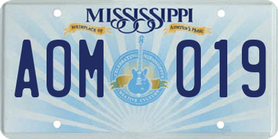 MS license plate AOM019