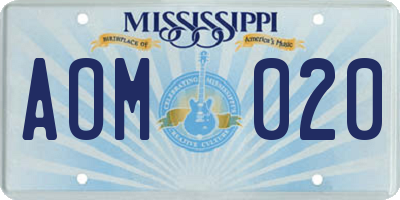 MS license plate AOM020