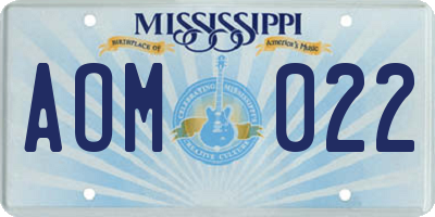 MS license plate AOM022