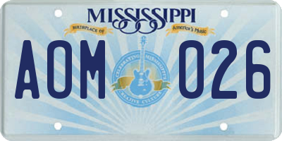 MS license plate AOM026