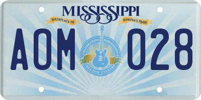 MS license plate AOM028