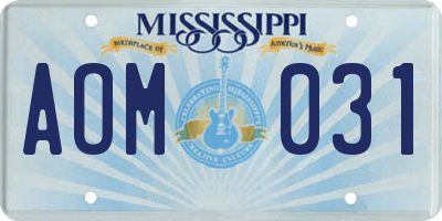 MS license plate AOM031
