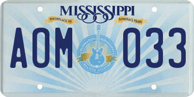 MS license plate AOM033