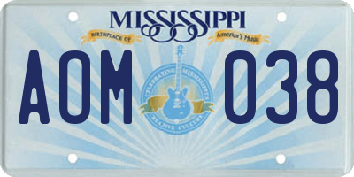 MS license plate AOM038