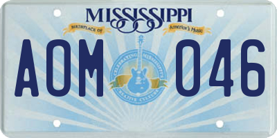 MS license plate AOM046