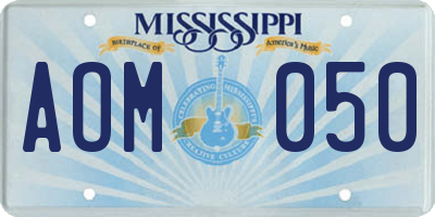 MS license plate AOM050