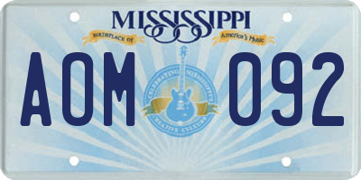 MS license plate AOM092