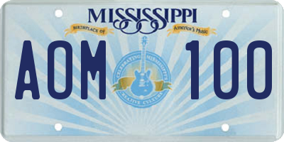 MS license plate AOM100