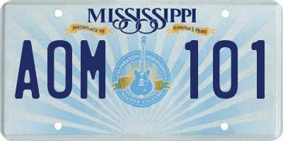 MS license plate AOM101