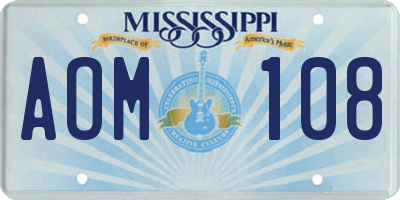 MS license plate AOM108