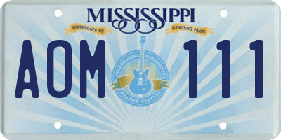 MS license plate AOM111