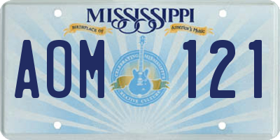 MS license plate AOM121