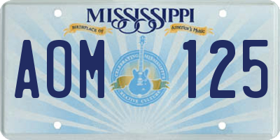 MS license plate AOM125