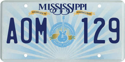 MS license plate AOM129
