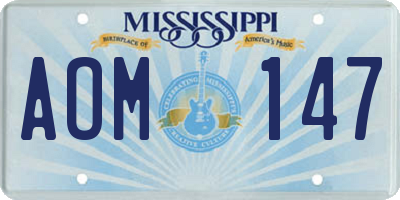 MS license plate AOM147