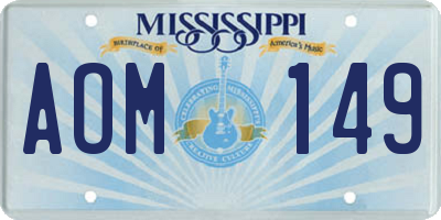 MS license plate AOM149