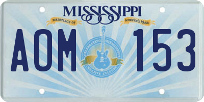 MS license plate AOM153
