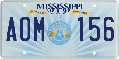 MS license plate AOM156