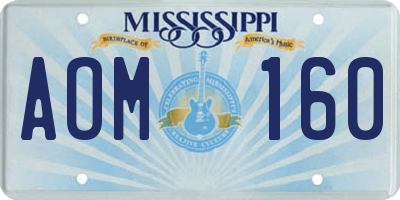 MS license plate AOM160