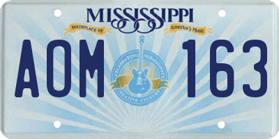 MS license plate AOM163
