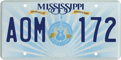 MS license plate AOM172