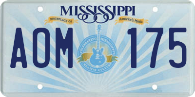 MS license plate AOM175