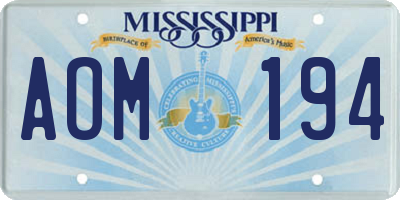 MS license plate AOM194
