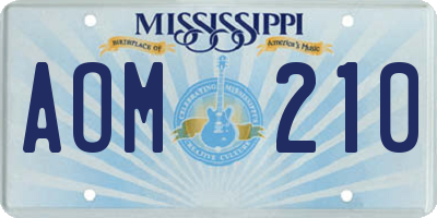 MS license plate AOM210