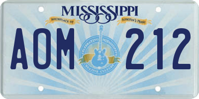 MS license plate AOM212