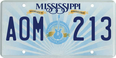 MS license plate AOM213