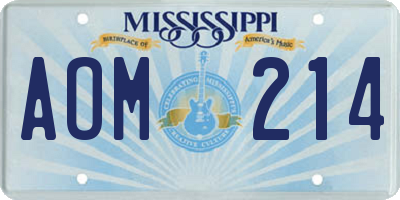 MS license plate AOM214