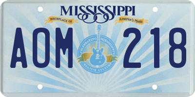 MS license plate AOM218