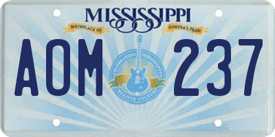 MS license plate AOM237