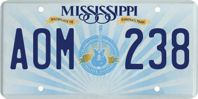 MS license plate AOM238