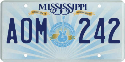 MS license plate AOM242