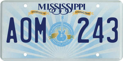 MS license plate AOM243